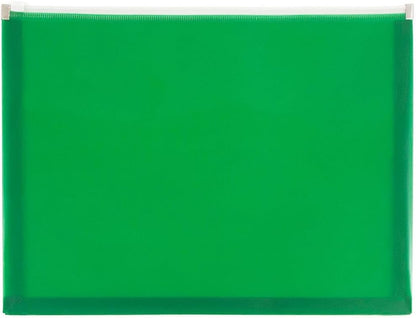 JAM PAPER Plastic Envelopes with Zip Closure - Letter Booklet - 9 3/4 x 13 - Green - 3/Pack