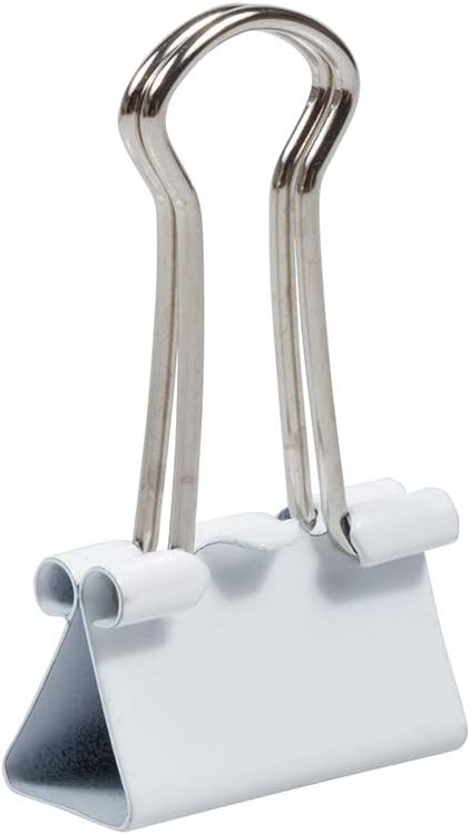 JAM PAPER Colorful Binder Clips - Small - 3/4 Inch (19 mm) - White Binderclips - 25/Pack