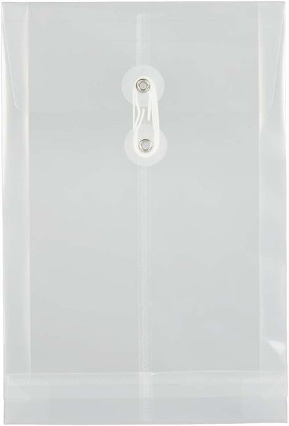 JAM PAPER Plastic Envelopes with Button & String Tie Closure - 6 1/4 x 9 1/4 - Assorted Colors - 12/Pack