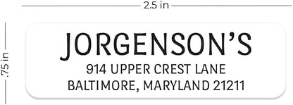 White with Black Print Modern Rolled Address Label/Roll of 250 Personalized Address Labels/Designer Return Address Stickers in Elegant Plastic Dispenser