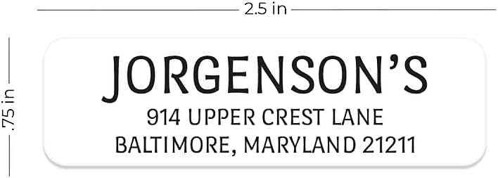 White with Black Print Modern Rolled Address Label/Roll of 500 Personalized Address Labels/Designer Return Address Stickers in Elegant Plastic Dispenser