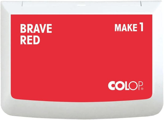 COLOP Make Series, Ink Stamp Pads, with Non-Toxic Premium Ink, Water-Based Acid-Free (Brave Red, Make 1-1-15/16" x 3-1/2")