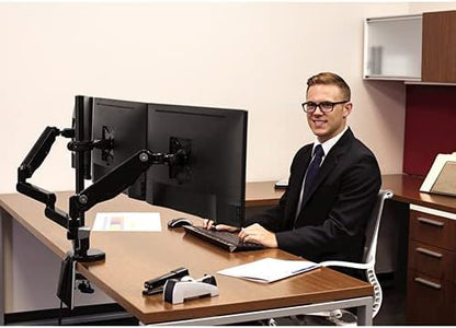 Fellowes Platinum Series Triple Monitor Arm for 27-Inch Monitors, Full Motion, 360° Rotation, VESA Mount with Grommet or Clamp, USB Ports, Ergonomic, Black, 8042601