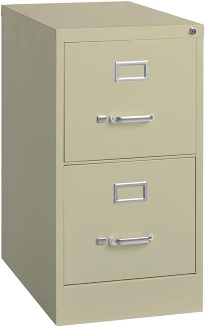 Pemberly Row 2 Drawers 28.38" Vertical Beige Metal Filing Cabinet Lockable Pre-Assembled Stationary Letter Size for Home, Office