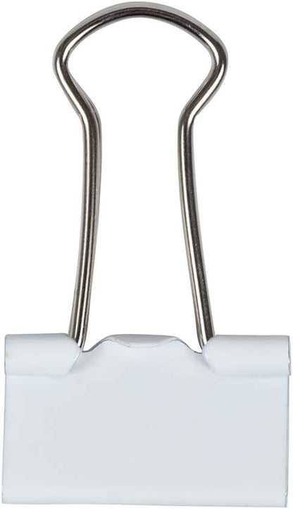 JAM PAPER Colorful Binder Clips - Small - 3/4 Inch (19 mm) - White Binderclips - 25/Pack