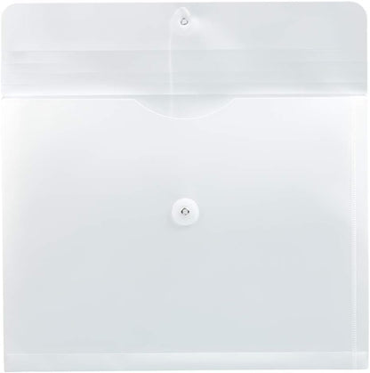 JAM PAPER Plastic Envelopes with Button & String Tie Closure - Letter Booklet - 9 3/4 x 13 - White - 12/Pack