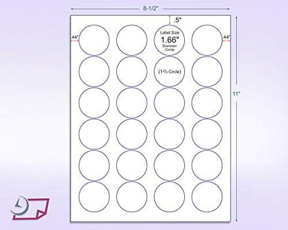 8-1/2 x 11" Neon Color High Light Fluorescent Labels for Laser & Inkjet Printer (Pink Fluorescent, 1.66" Round - 24 Per Page | 2400 Labels)