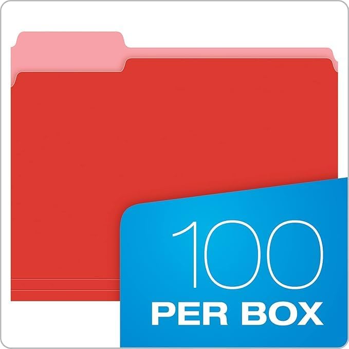 Colored File Folders - School & Office Supplies - 100-Pack of 10 Assorted Colors, Folders for Documents - 1/3-Cut Tabs - File Folders Letter Size, Teachers Must Haves - Olisco