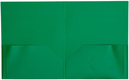 JAM PAPER Plastic 2 Pocket POP Folders - Durable School Folders - Green - Bulk 48/Pack