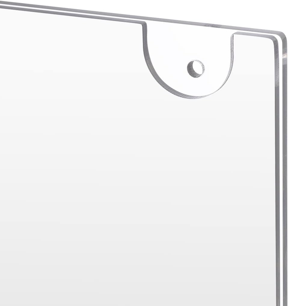 PecMuikee Acrylic Sign Holder 8.5x11, Wall Mount Acrylic Sign Holder and Plastic Paper Display Ad Frame bonus with 3M Tape and Mounting Screws for Restaurants, Office, Market, Library, Store, 6 Pcs
