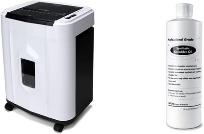 Aurora AU120MB 120-Sheet Auto Feed High Security Micro-Cut Paper Shredder / 30 Minutes (White/Black) and Aurora SL16 Professional Grade Synthetic Shredder Oil, 16 Oz Flip-Top Leak Proof Bottle