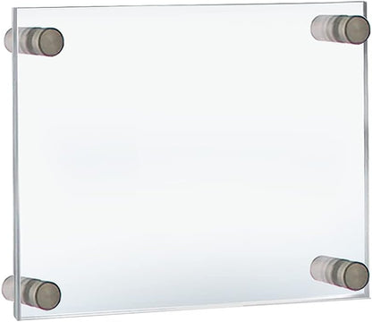 Azar Displays 105511 8.5" x 5.5" Standoff Sign Holder (Overall Size 12.5" x 9.5"), Silver