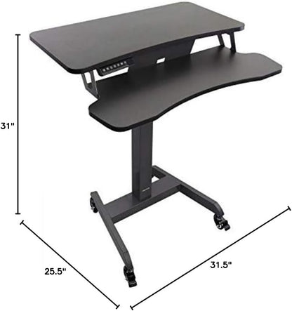 Mount-It! Electric Mobile Height Adjustable Standing Workstation with Wheels | Rolling Sit Stand Workstation with Programmable Height Adjustment Controller | 31.5 x 14.5 in Tabletop