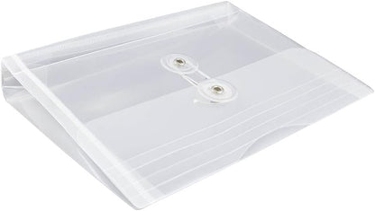 JAM PAPER Plastic Envelopes with Button & String Tie Closure - Index Size - 5 1/2 x 7 1/2 - Clear - 12/Pack