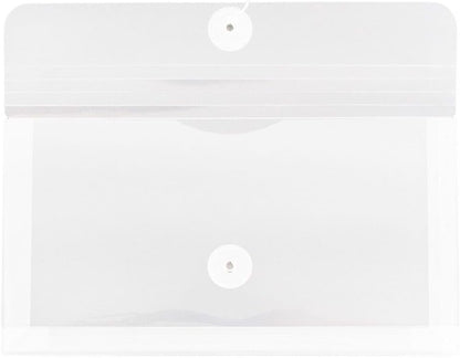 JAM PAPER Plastic Envelopes with Button & String Tie Closure - #10 Business Booklet - 5 1/4 x 10 - Clear - 3/pack