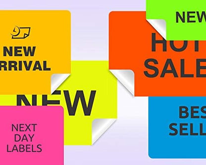 NextDayLabels - 8-1/2 x 11 Neon Color High Light Fluorescent Labels for Laser & Inkjet Printer (Orange Fluorescent, 4" x 3-1/3" - 6 Per Page | 150 Labels)