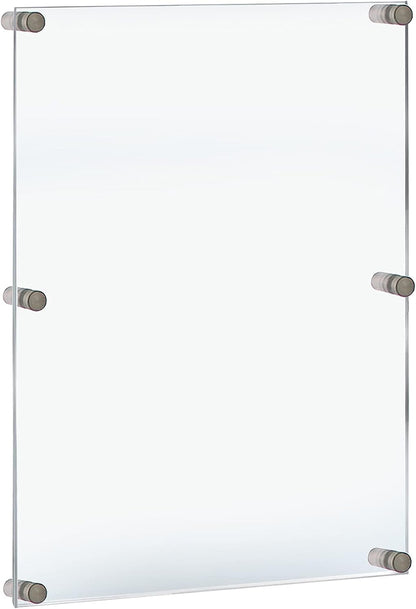 Azar Displays,105536, Floating Acrylic Wall Frame with Silver Hardware Stand Off Caps, Clear Hanging Photo Frame Display Mount with Frameless Border, Glass-Like Frame for Large Prints, 24" x 36"