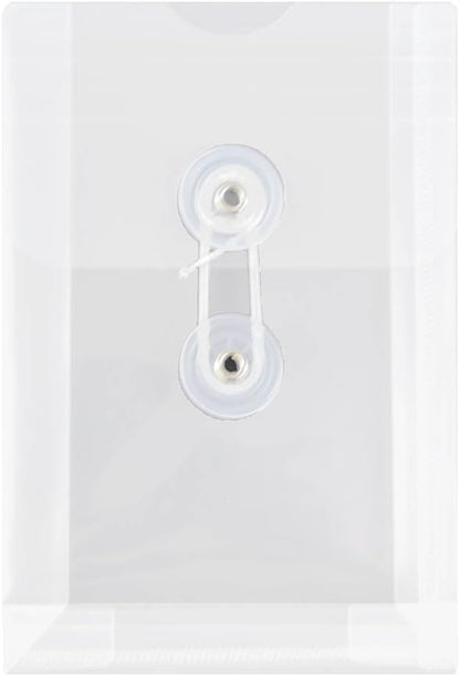 JAM PAPER Plastic Envelopes with Button & String Tie Closure - 4 1/4 x 6 1/4 - Assorted Colors - 12/Pack