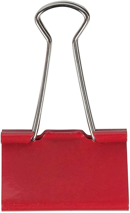 JAM PAPER Colorful Binder Clips - Large - 1 1/2 Inch (41 mm) - Red Binderclips - 12/Pack