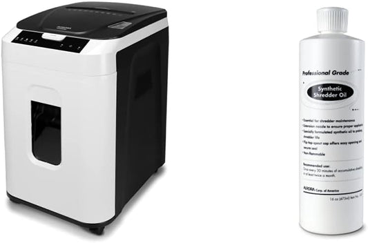 Aurora Paper Shredder Bundle with Synthetic Shredder Oil (16 oz.)