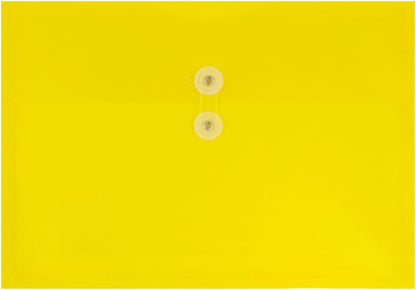 JAM PAPER Plastic Envelopes with Button & String Tie Closure - Letter Booklet - 9 3/4 x 13 - Yellow - 12/Pack