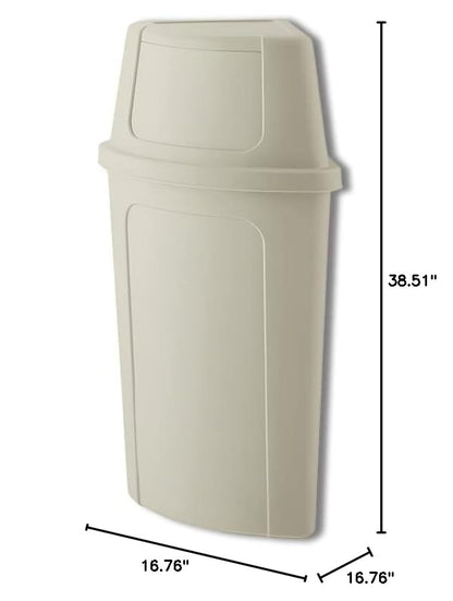 Recycling Bin with Push Door Lid, 21 Gallon Corner Round Trash Can, Crack-Resistant, Commercial Durable Garbage Can, Reinforced Bottom, Ideal for Home, Kitchen, Bar, Hotel, Restaurant, School