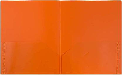 JAM PAPER Plastic 2 Pocket POP Folders - Durable School Folders - Orange - 6/Pack