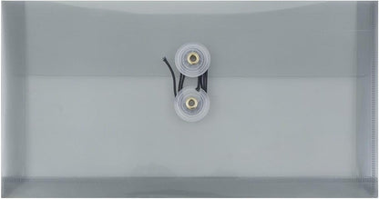JAM PAPER Plastic Envelopes with Button & String Tie Closure - #10 Business Booklet - 5 1/4 x 10 - Smoke Gray - 3/pack