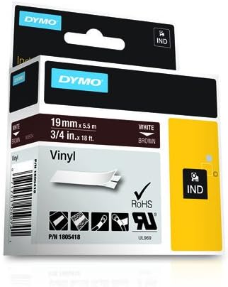 DYMO Rhino Adhesive Vinyl Label Tape, 3/4-inch, 18-Foot Cassette, Brown (1805418)