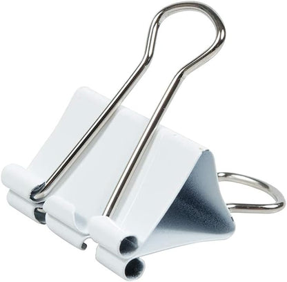 JAM PAPER Colorful Binder Clips - Medium - 1 1/4 Inch (32 mm) - White Binderclips - 15/Pack