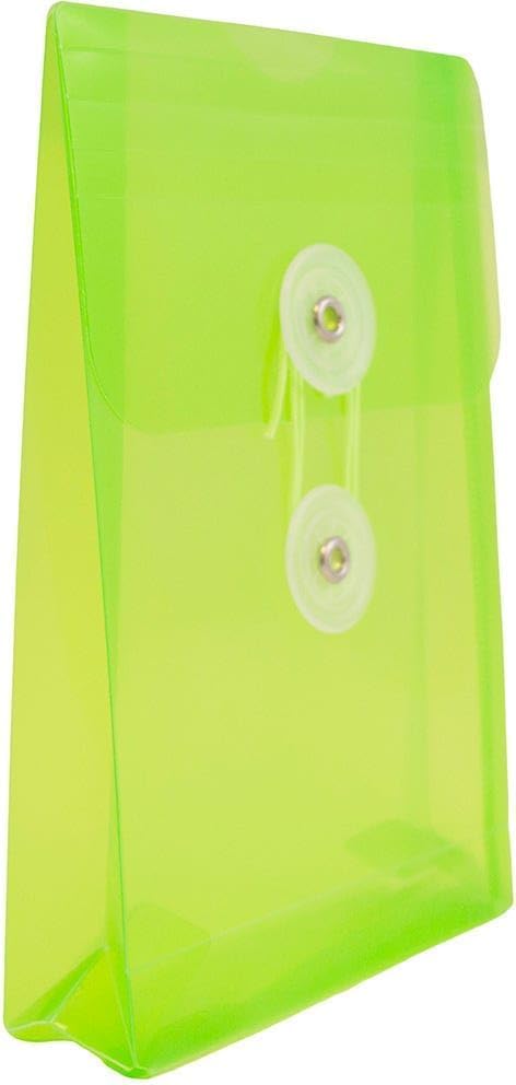 JAM PAPER Plastic Envelopes with Button & String Tie Closure - 4 1/4 x 6 1/4 - Lime Green - 3/Pack