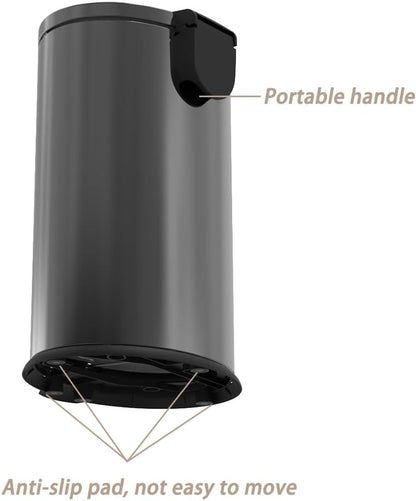 Trash Can with Lid - Assembled in USA 40 Liter/10.5 Gallon Stainless Steel Trash Can with Odor Protection Kitchen Garbage cans with Soft-Close Foot Pedal for Bathroom Home Office, Black