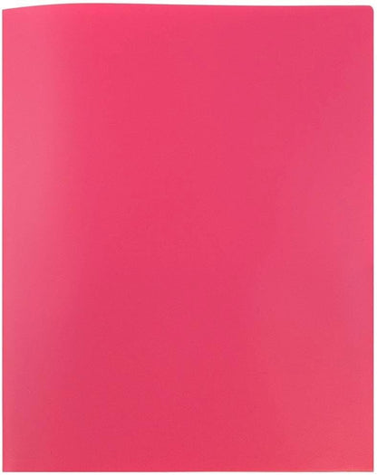 JAM PAPER Plastic 2 Pocket POP Folders - Durable School Folders - Fuchsia Hot Pink - Bulk 48/Pack