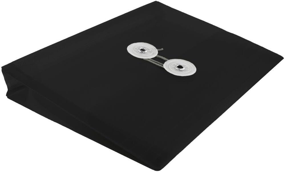 JAM PAPER Plastic Booklet Envelopes with Button & String Tie Closure - Index Size - 5 1/2 x 7 1/2 - Black - 3/pack