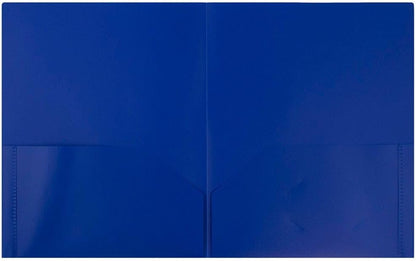 JAM PAPER Plastic 2 Pocket POP Folders - Durable School Folders - Blue - Bulk 48/Pack