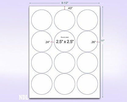 8-1/2 x 11" Neon Color High Light Fluorescent Labels for Laser & Inkjet Printer (Green Fluorescent, 2.5" Round - 12 Per Page | 300 Labels)