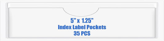 Origin-Joy 35 PCS Self Adhesive Index Card Pockets with Top Open, Clear Plastic Label Holder for Cards of Note, Library and Business, Adhesive Label Pockets & Card Holder (5 x 1.25 inch)