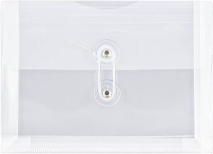 JAM PAPER Plastic Envelopes with Button & String Tie Closure - Index Size - 5 1/2 x 7 1/2 - Assorted Colors - 12/Pack