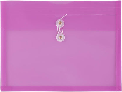 JAM PAPER Plastic Envelopes with Button & String Tie Closure - Letter Booklet - 9 3/4 x 13 - Lavender Purple - 3/Pack