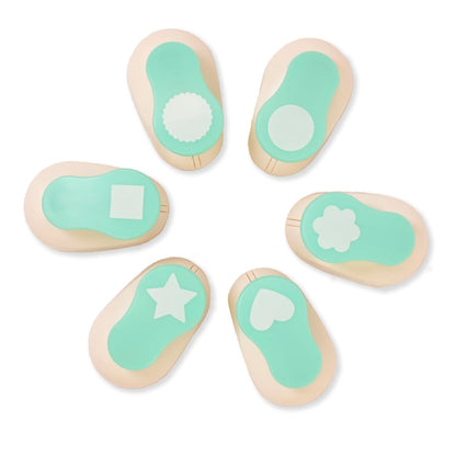 Craftelier - 1 inch Hole Punch Set of 6 for Paper Crafts + 10 Cardstock Colored Paper | Circle, Star, Heart, Scalloped Circle, Square & Flower | Punch Sets for Scrapbooking & Cardstock.