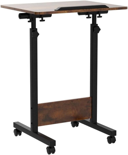 KOUPA Height Adjustable Mobile Standing Desk 16×24 in,360° Flip Desk Stand Desks Home Office Table Standing for Small Space Offices,Easy to Assemble(Adjustable Height: 32in-47in)