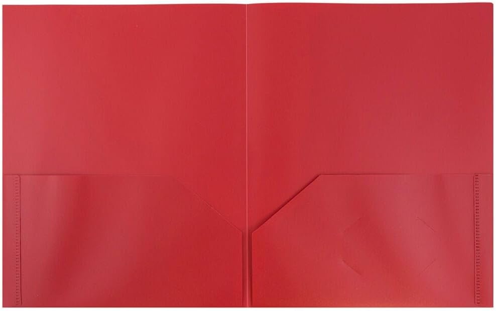 JAM PAPER Plastic 2 Pocket POP Folders - Durable School Folders - Red - Bulk 144/Box