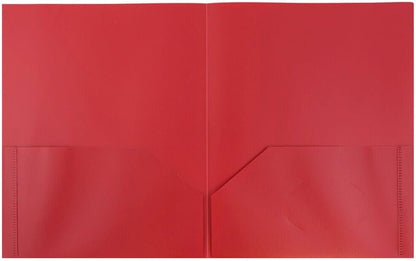 JAM PAPER Plastic 2 Pocket POP Folders - Durable School Folders - Red - Bulk 144/Box