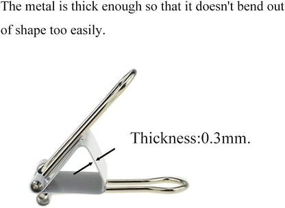 HAHIYO Binder Clips Paper Clamps Spring Steel Sturdy Medium 1.26 inches Width 0.39 Inch Capacity No Sharp Edges Heavy Duty Tight Grip Reusable White Metal Bright Finish for Home Office School 13 Pack
