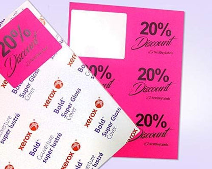 8-1/2 x 11" Neon Color High Light Fluorescent Labels for Laser & Inkjet Printer (Pink Fluorescent, 4" x 3-1/3" - 6 Per Page | 300 Labels)