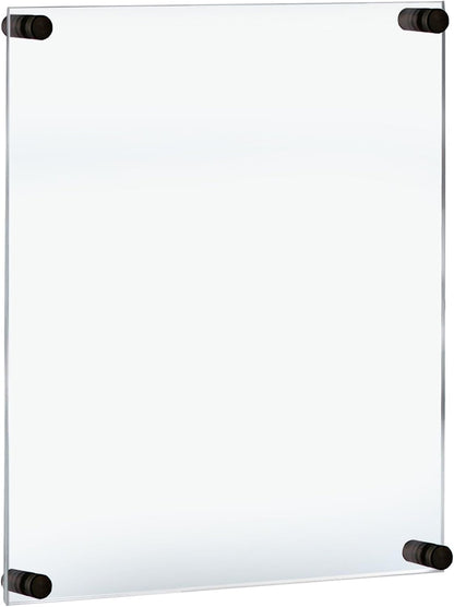 Azar Displays 105528-BLK Acrylic Floating Double Panel Wall Frame,17" x 22" Graphic Size, Overall Frame Size: 21" x 26", Black