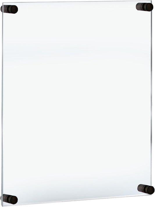 Azar Displays 105528-BLK Acrylic Floating Double Panel Wall Frame,17" x 22" Graphic Size, Overall Frame Size: 21" x 26", Black