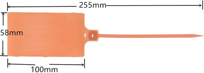 Plastic Seals Shipping Tags Logistics Use Big Sign Tie Large Label Tie, 255mm Total Length, Package of 100pcs (Orange)