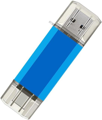 2-Pack 128GB USB C Flash Drive Dual Flash Drive Type C + USB A Memory Stick Jump Drive 2-in-1 Thumb Drive for Storage and Backup (128GB*2 Black&Blue)