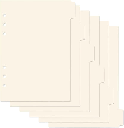 A5 Plastic Binder Dividers 6 Holes Durable Plastic Tab Dividers for 6-Ring Binders, Notebooks, Planners, 5.7x8.3 inch (Beige)
